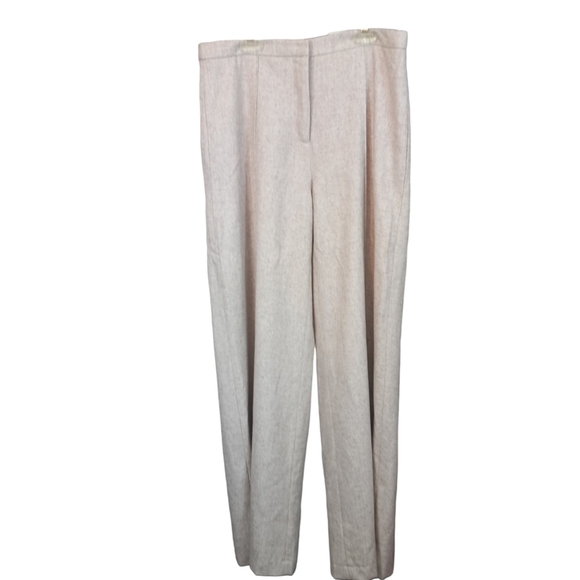 Elevenses Anthropologie Wool Blend Wide Leg Shimmer Tan Pants Size 10 - Picture 2 of 8